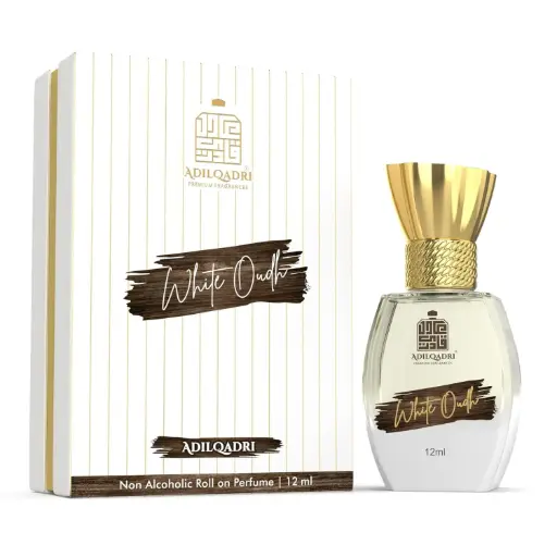 Adilqadri White Oudh Attar  Strong Masculine Scent  Non-Alcoholic Roll-On Attar For Men  Long Lasting Fragrance Roll-On Attar Perfume 12 ML